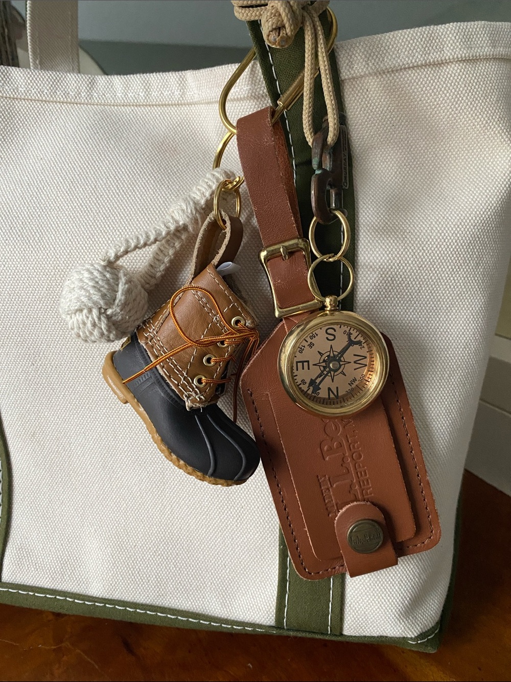 L.L. Bean Leather Luggage ID Tag Freeport Maine Bag Charm for Boat and Tote